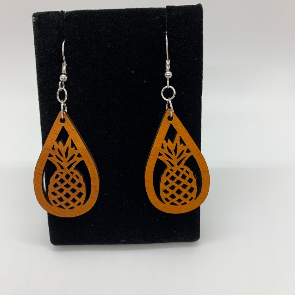 Wood Pineapple Earrings